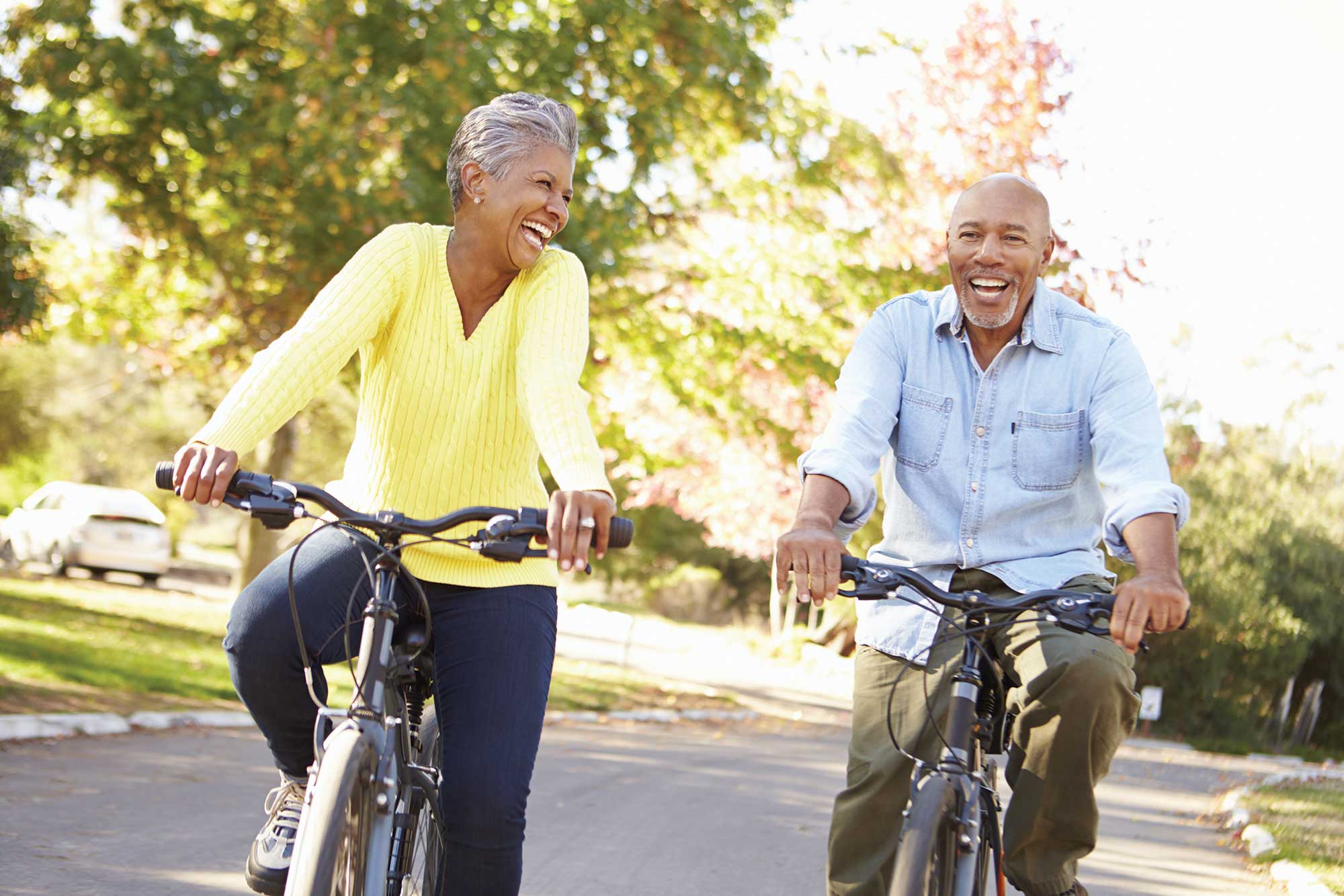 active adults riding bikes